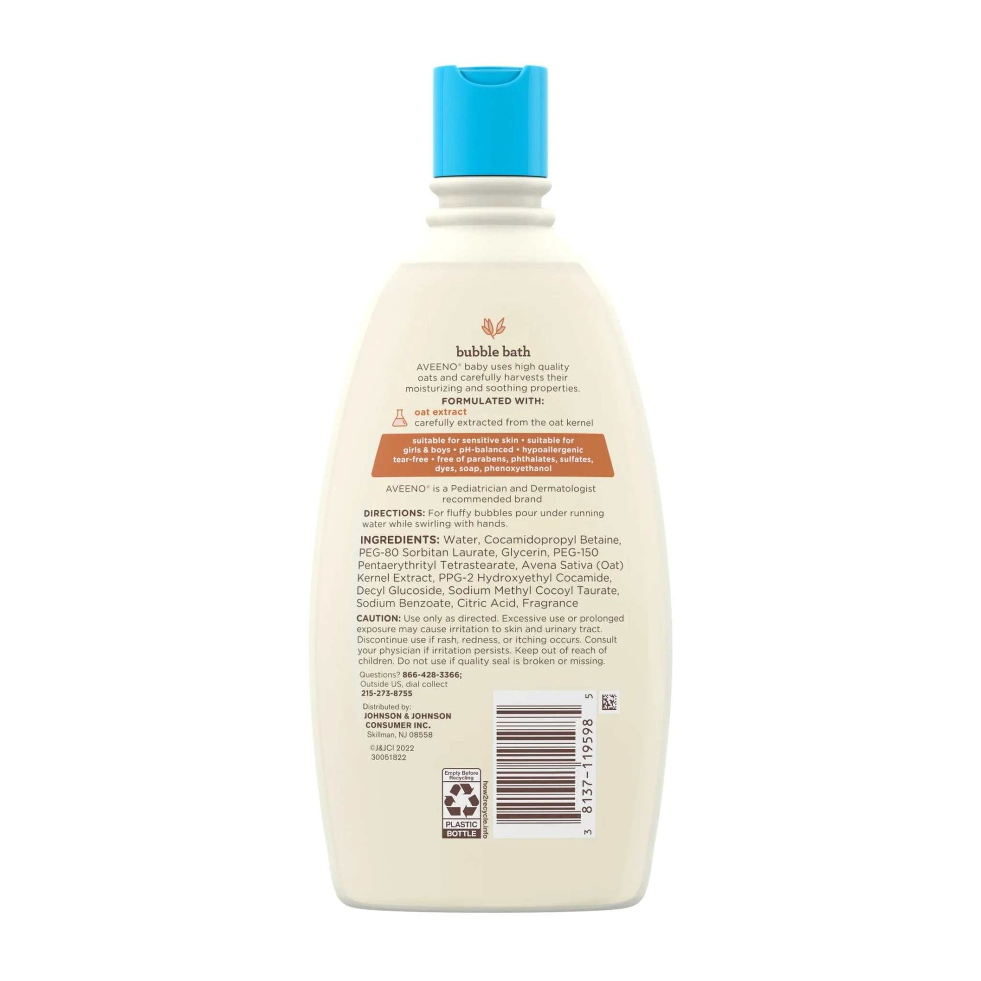 Baby Sensitive Skin Bubble Bath with Oat Extract, 19.2 Fl. Oz