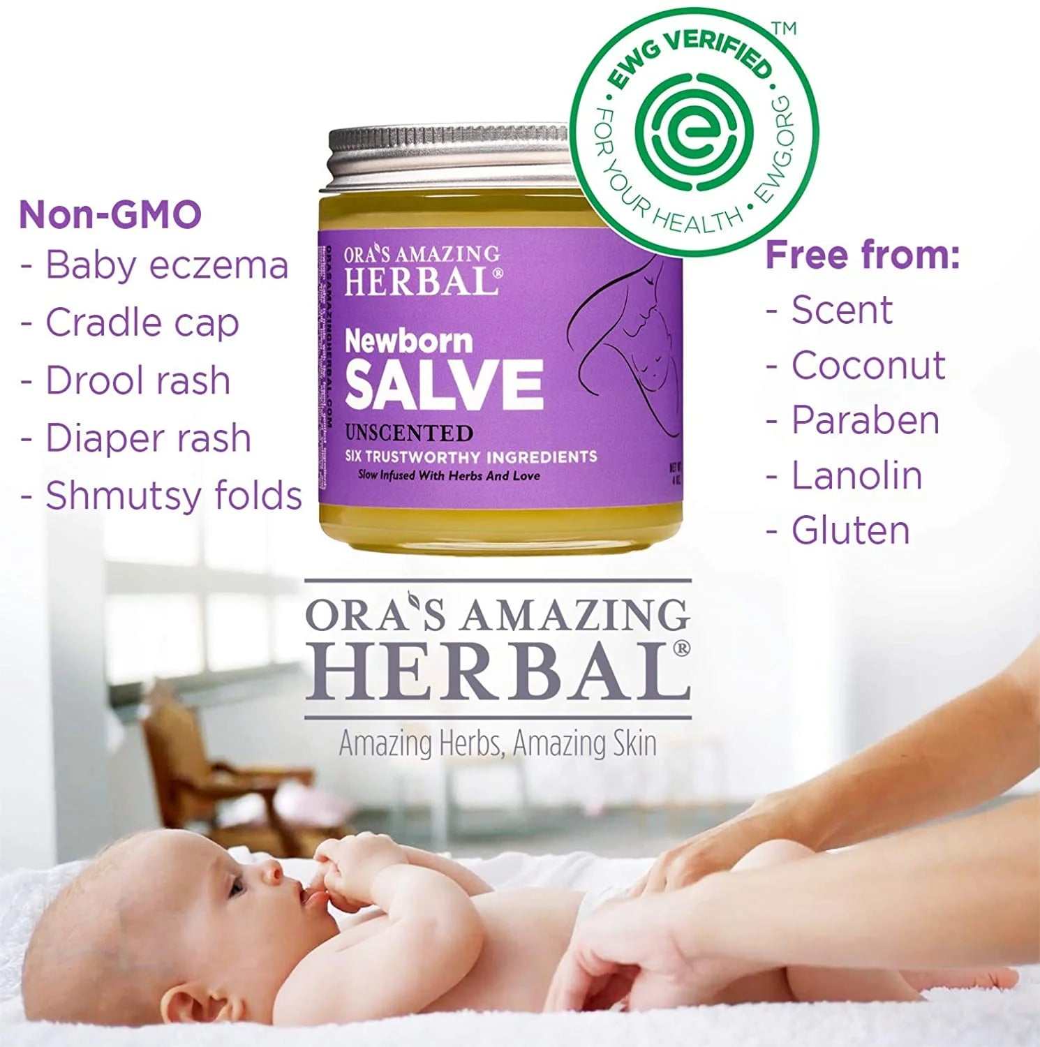 , Newborn Salve, Natural Diaper Ointment, Baby Eczema Balm with Organic Calendula
