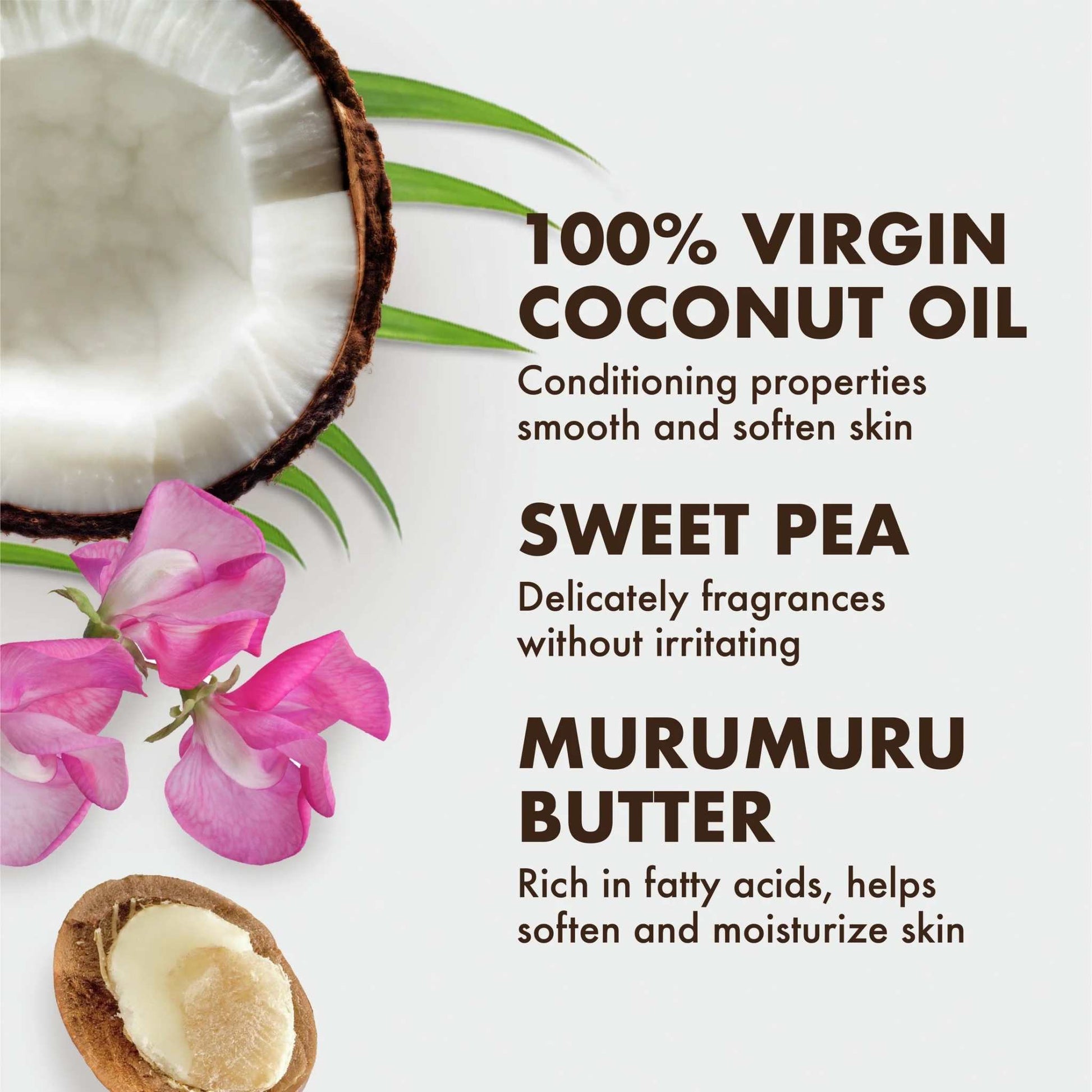 Baby Wash and Shampoo with 100% Virgin Coconut Oil, Sweet Pea & Murumuru, 13 Fl Oz