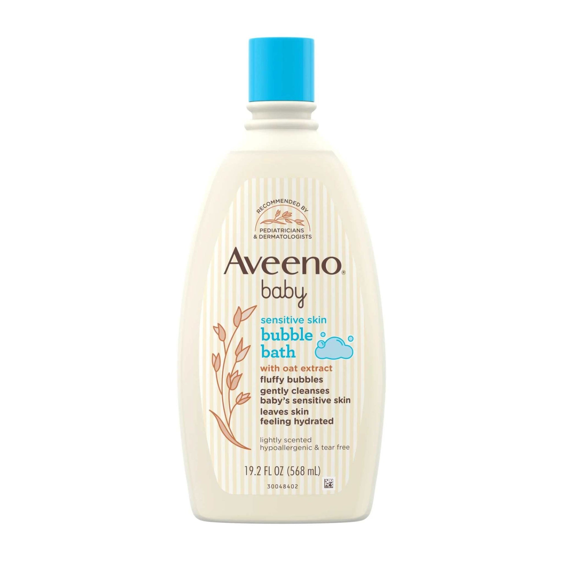 Aveeno Baby Bubble Bath with oat extract for sensitive skin, gentle and tear-free, 19.2 oz bottle